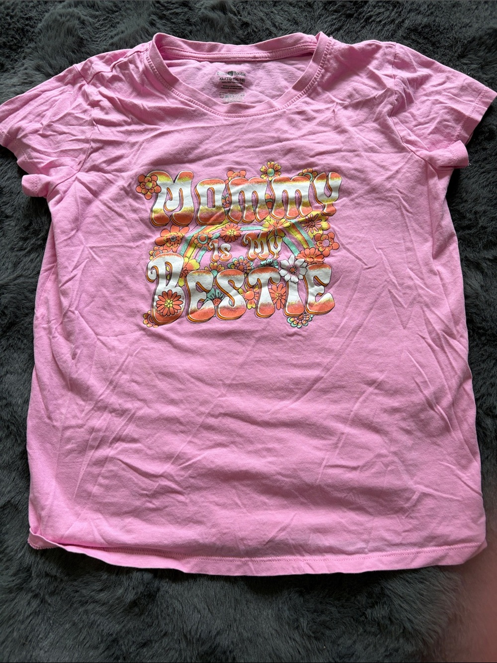 Pink "Mommy is My Bestie" Graphic Tee for Kids 14/16